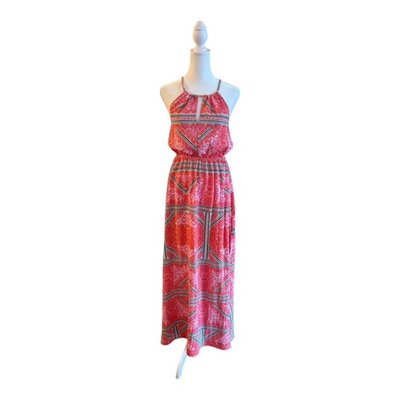 MINKPINK Boho Maxi Dress  Size Extra Small – Halter Neck Red Geometric Print - Picture 8 of 8